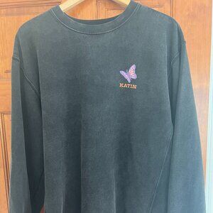 Katin Acid rinse Butterfly Crewneck sweatshirt gray Sz L